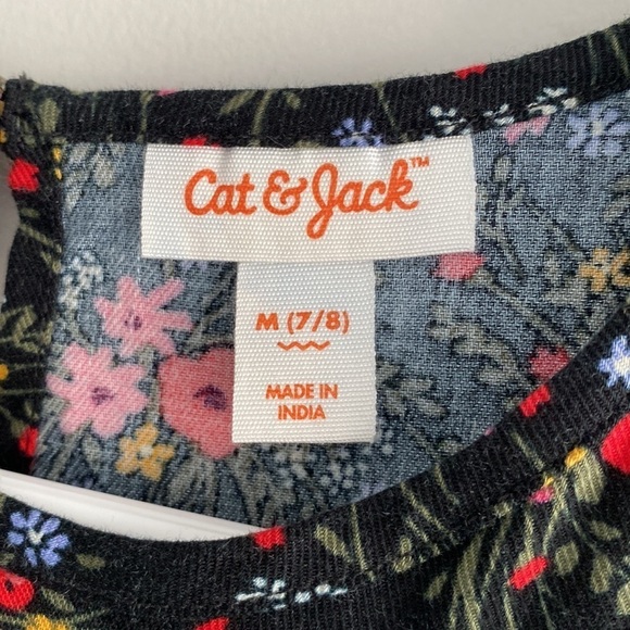 Girls' Long Sleeve Woven Dress - Cat & Jack™ Black Size M 7/8 - Picture 9 of 9